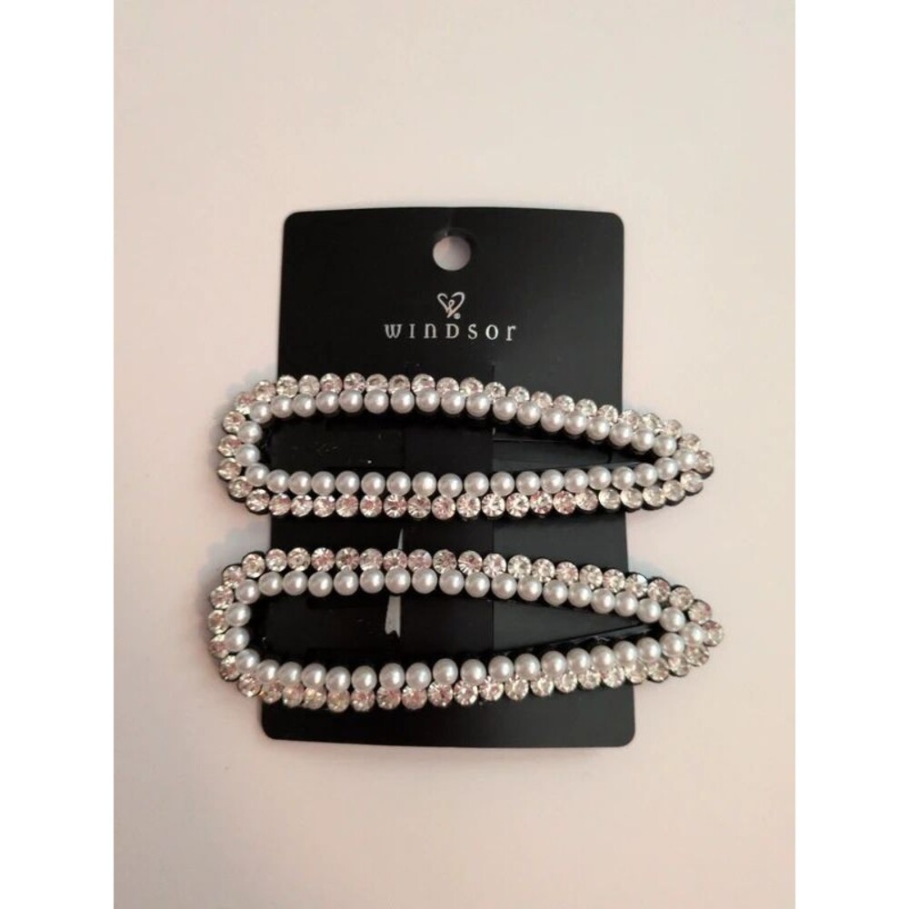 Windsor rhinestone pearl hair clips
